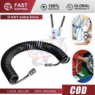 Dây Hơi Xoắn PU 5x8mm Khí Nén Áp Lực Cao 6m/9m/12m/15m – Ống Hơi Xoắn Cho Máy Nén, Gara, Xưởng Cơ Khí