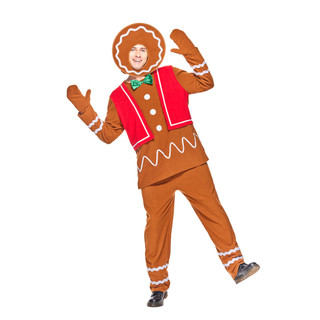 Đồng phục bánh gừng người lớn cho Giáng Sinh - Pyjama một mảnh nam, phù hợp cosplay và trang phục tiệc