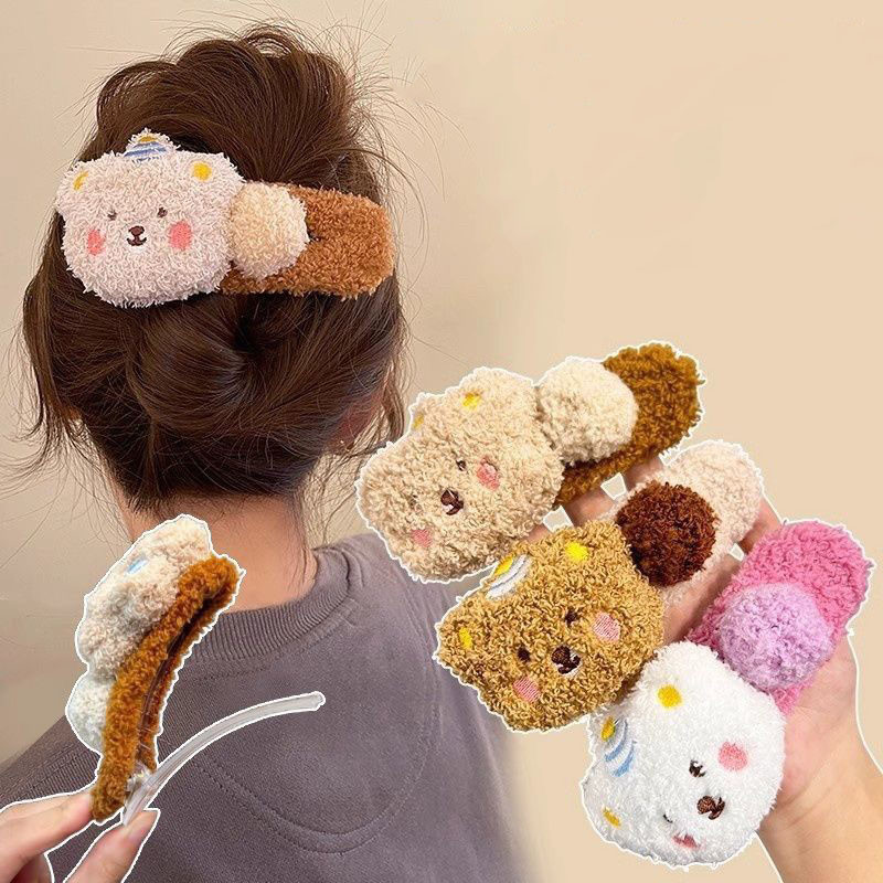 Kẹp tóc gấu mỏ vịt dễ thương, sang trọng - Phụ kiện tóc không để lại dấu vết