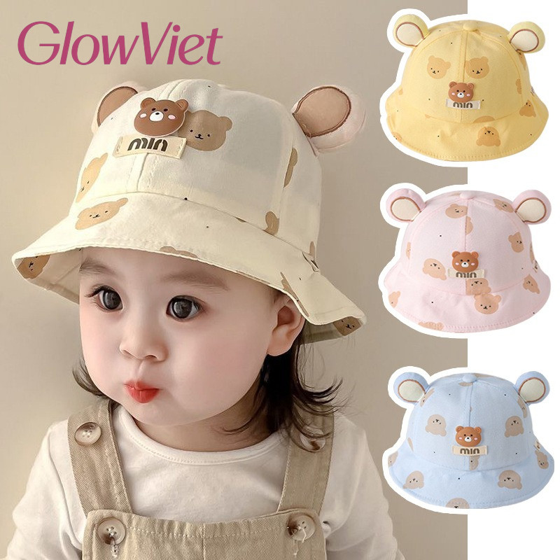 Mũ chống nắng cotton cho trẻ sơ sinh - Chất Vải Mềm Mại, Thoáng Khí , Tai gấu dễ thương