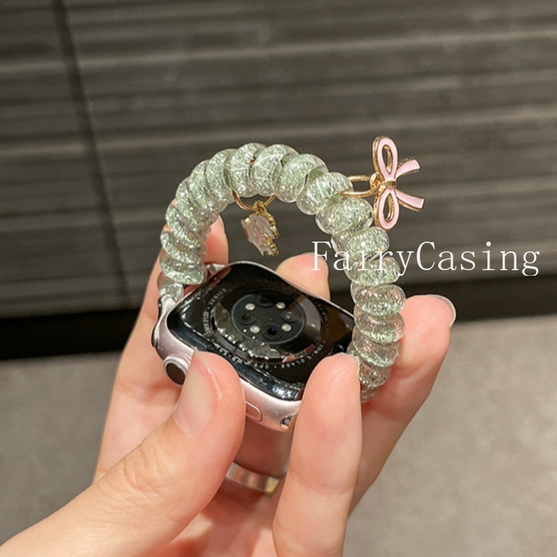 Dây đeo co giãn sáng bóng cho Apple Watch Series 10 46mm 42mm 40 44mm 45 38mm 9 8 7 6 5 cho vòng tay Iwatch Ultra2 49mm