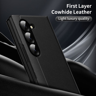 Business Sle Leather Card Pocke Case Cho Samsung Galaxy Z Fold 7 6 5 4 3 2 Fold7 Fold6 5G Smart Display S-View Window Cover