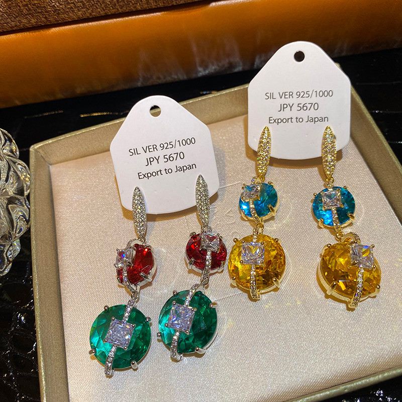 Bông tai Zircon sang trọng dài tinh tế Hàn Quốc Bán buôn