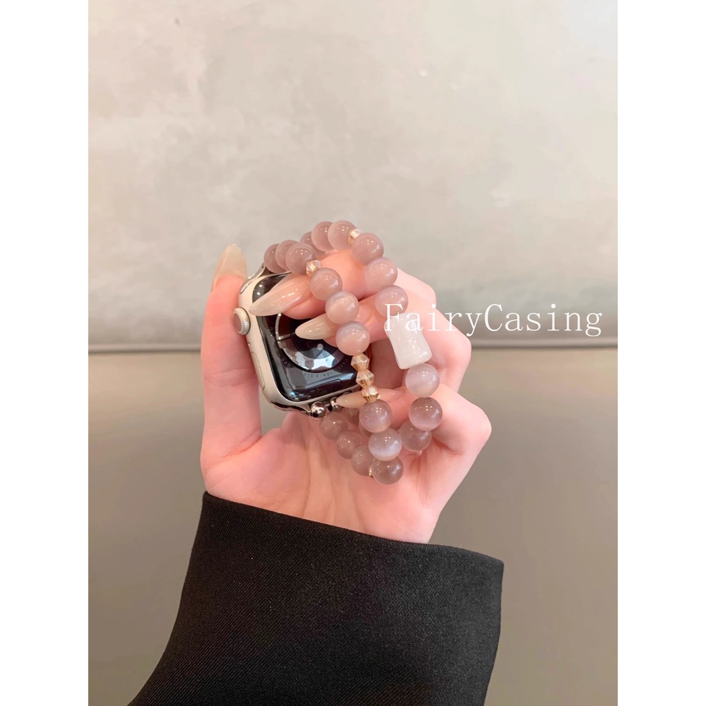 Dây đeo hạt đá quý cho Apple Watch Series 10 9 8 7 6 5 SE Ultra IWatch 38 40 41 44 45 42 46 49mm Vòng tay pha lê S11 Band