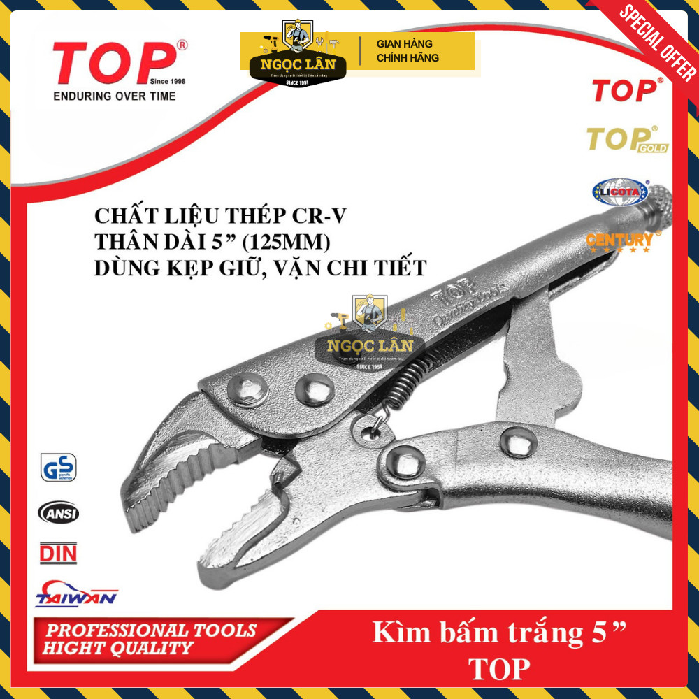 [Chính hãng TOP] Kìm bấm chết, kềm chết TOP nhỏ mini 5" (125mm) hàng Đài Loan thép CR-V cao cấp