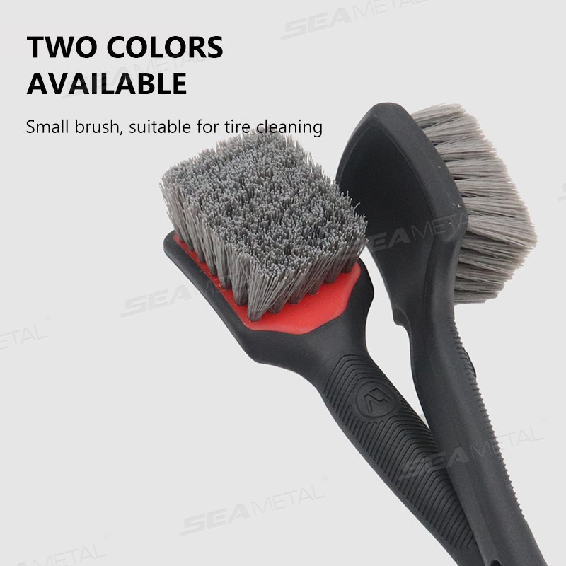 Cọ vệ sinh vành lốp xe ô tô SEAMETAL cỡ trung, tay cầm ngắn bằng nylon mềm, vành thép, thảm sàn vải, chổi khử trùng