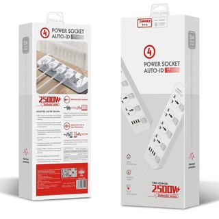 Ổ Cắm Điện Tanaka TNK-OD4424 - 2500W - 4 lỗ cắm điện + 4 cổng USB - Bảo hành chính hãng 12 tháng