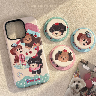 [Sheren] Ốp Điện Thoại Đứng Chó Con Màu Sáng Tạo Thích Hợp Cho i17 16 15 14 13 12 11 pro max Vỏ Bảo Vệ Chống Sốc