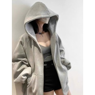 Áo khoác nỉ  TRƠN nam nữ form rộng tay dài, khóa kéo, đẹp trẻ trung, thoải mái cho mùa đông.-