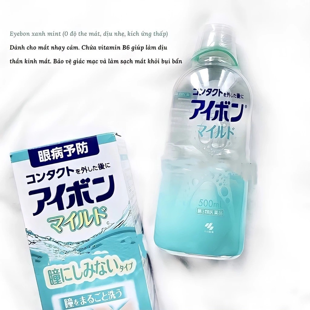 Nước rửa mắt Eyebon W Vitamin Kobayashi Nhật Bản 500ml; giúp làm sạch mắt; bổ sưng vitamin cho mắt