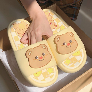 Xixitiao Dễ Thương Mềm Mại Dễ Thương Gấu Vàng Mùa Hè Phòng Tắm Tắm Đế Mềm Dép Nữ