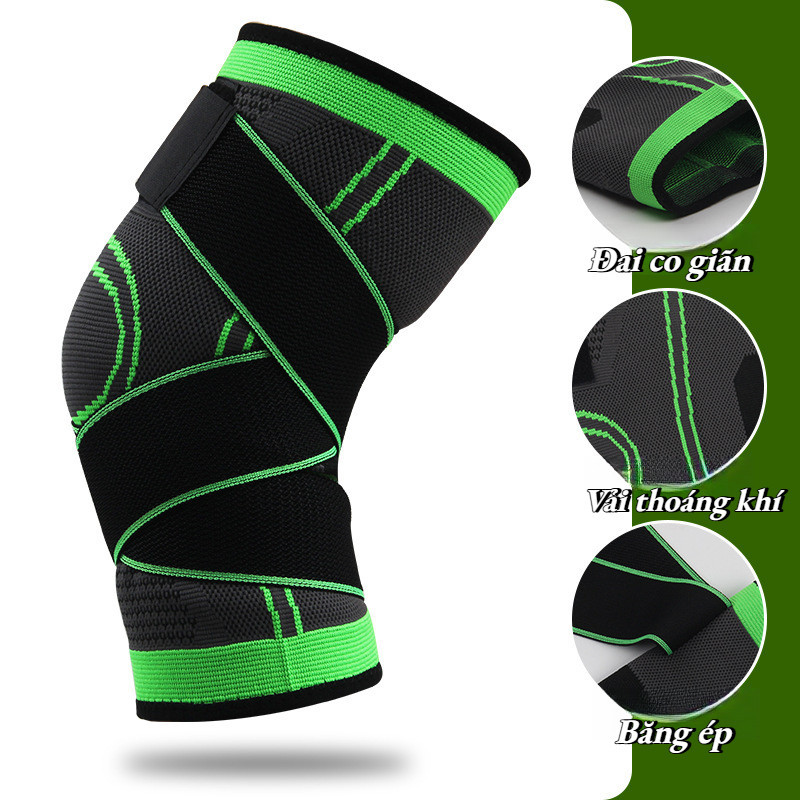 Bó gối có dây quấn trợ lực vải dệt kim 3D thoáng khí AL7720 Đai Quấn Bảo Vệ Đầu Gối（1 đôi）