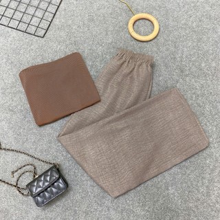 Set đồ Bigsize nữ mặc mát mùa hè, chất thun, áo thun phối quần suông rộng, nhiều màu SET A284+Q564