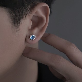 Bông tai bạc mắt Medusa S925 với đá topaz nhỏ, phong cách đơn giản và thời thượng