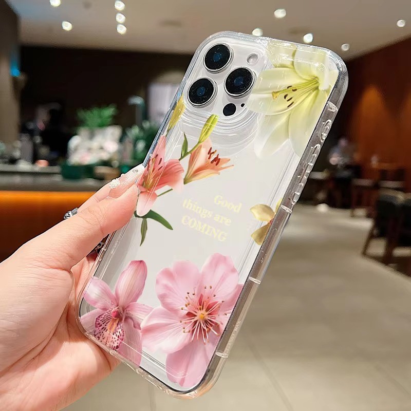 Dành Cho iPhone 16 15 17 Pro Max 11 13 14 12 Pro Cho iPhone 16e 7 8 Plus XS Max X XR SE2022 Hoa Lily In Trong Suốt Chống Sốc Mềm
