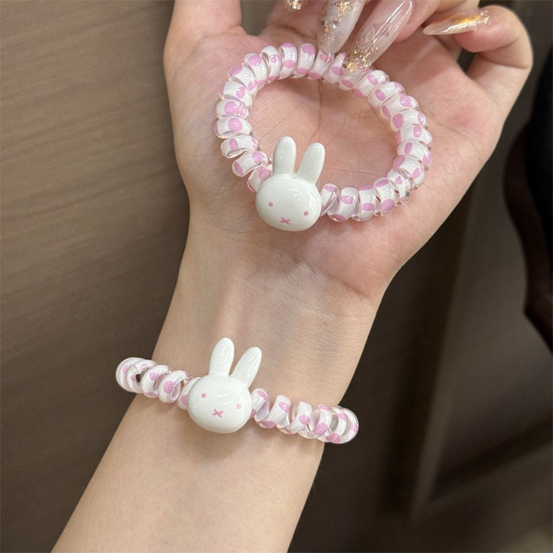 Dây điện thoại tóc Miffy thỏ dễ thương, cao đàn hồi bền, phụ kiện tóc đơn giản