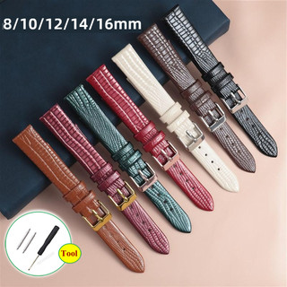 Dây đeo đồng hồ bằng da họa tiết cá sấu cho nữ 8 / 10 / 12 / 14 / 16mm Vòng đeo tay đồng hồ thay thế dây đeo đồng hồ da bò thật màu đỏ nâu xanh xanh xanh