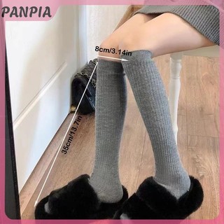 PANPIA-1 Cặp Mùa Đông Màu Trơn Bé Gái Tất Bắp Chân Và Ống Dài Tất Dày Dày Ấm Áp Ôm Tất Chất Liệu Dệt Kim