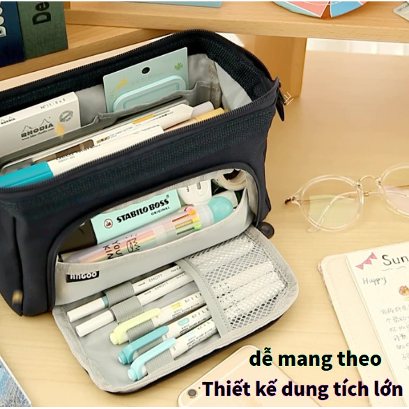 Hộp đựng bút học sinh dung tích lớn,Túi đựng bút nhiều ngăn bằng vải canvasHộp đựng văn phòng phẩm