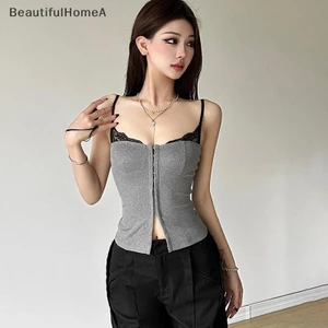 Mùa Hè Skinny Camisole Nữ, Ren Chắp Vá Không Tay, Phù Hợp Mặc Đường Phố