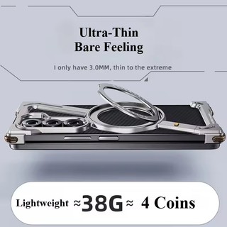 [JLK] ốp lưng galaxy z fold 7 Kim Loại Cho Samsung Z Fold 6 5 W24 S24 S25 Ultra Vỏ Điện Thoại Không Viền Cho Samsung Vỏ Màn Hình Gấp Có Chân Đế Từ Tính