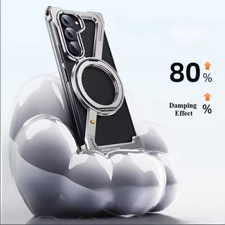 [JLK] ốp lưng galaxy z fold 7 Kim Loại Cho Samsung Z Fold 6 5 W24 S24 S25 Ultra Vỏ Điện Thoại Không Viền Cho Samsung Vỏ Màn Hình Gấp Có Chân Đế Từ Tính