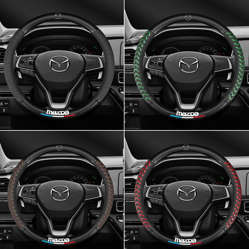 Dành Cho Xe Mazda 2 3 5 6 8 CX5 CX7 CX3 CX9 RX MX CX30 BT50 Sợi Carbon Da Thoáng Khí Ô Tô Vô Lăng Bao Phụ Kiện 38cm