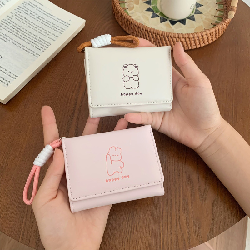 Ví Nữ In Hình Gấu Dễ Thương, Ví Đựng Thẻ Dành Cho Nữ, Đựng Tiền Mặt & Thẻ, Chất Liệu PU Mềm Mịn