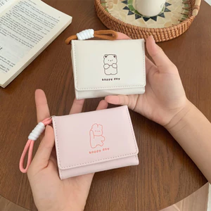 Ví Nữ In Hình Gấu Dễ Thương, Ví Đựng Thẻ Dành Cho Nữ, Đựng Tiền Mặt & Thẻ, Chất Liệu PU Mềm Mịn