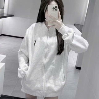 Áo Bomber Xám Nỉ Bông Thêu Ngựa .Double - Six. Áo Khoác Nỉ Dày Dặn