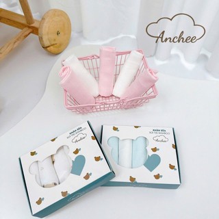 Hộp 5 khăn Sữa Sợi Tre Bamboo Anchee Cao Cấp – Mềm Mịn – Thấm Hút Tốt – An Toàn Cho Trẻ Sơ Sinh