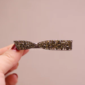 Mauropoli Kẹp tóc đính đá kim loại đen, kẹp mỏ vịt tinh tế, mũ đội đầu, nơ