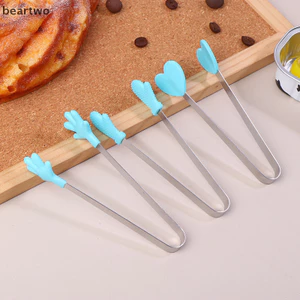 < Beartwo > Kẹp thực phẩm bằng silicon Tay cầm bằng thép không gỉ Palm Đồ ăn nhẹ chống trượt bằng thép không gỉ đáng yêu Nhíp không gỉ Dụng cụ cầm tay đẹp