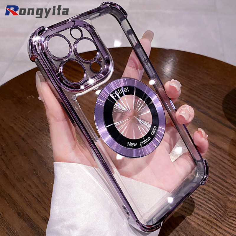 Ốp Điện Thoại Trong Suốt Từ Tính Sang Trọng Cho Vivo X100 Ultra X100s T3 Lite 5G iQOO Neo 9 9s Pro Z9 Turbo Z9X Z8 Z8X Vỏ Chống Sốc Kinh Doanh Sạc Từ Tính Chống Rơi Trong Suốt