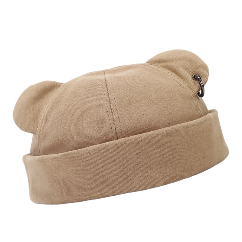 Fl Mềm Mũ Mùa Đông Có Tai Gấu Unisex Thời Trang Beanies Mũ Đầu Lâu Bắt Mắt