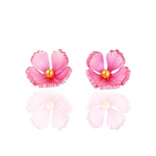 Phụ kiện trang sức thủ công DIY ngọc trai trong suốt năm cánh hoa anh đào hoa Acrylic hoa tai Phụ kiện đinh