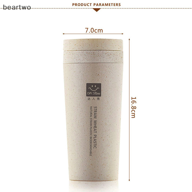 < Beartwo > Chai Giữ Nhiệt Di Động 300ml Nhựa Khỏe Mạnh Cốc Sợi Lúa Mì Cốc Giữ Nhiệt Hai Lớp Văn Phòng Cà Phê Trà Nước Cốc Du Lịch Đẹp