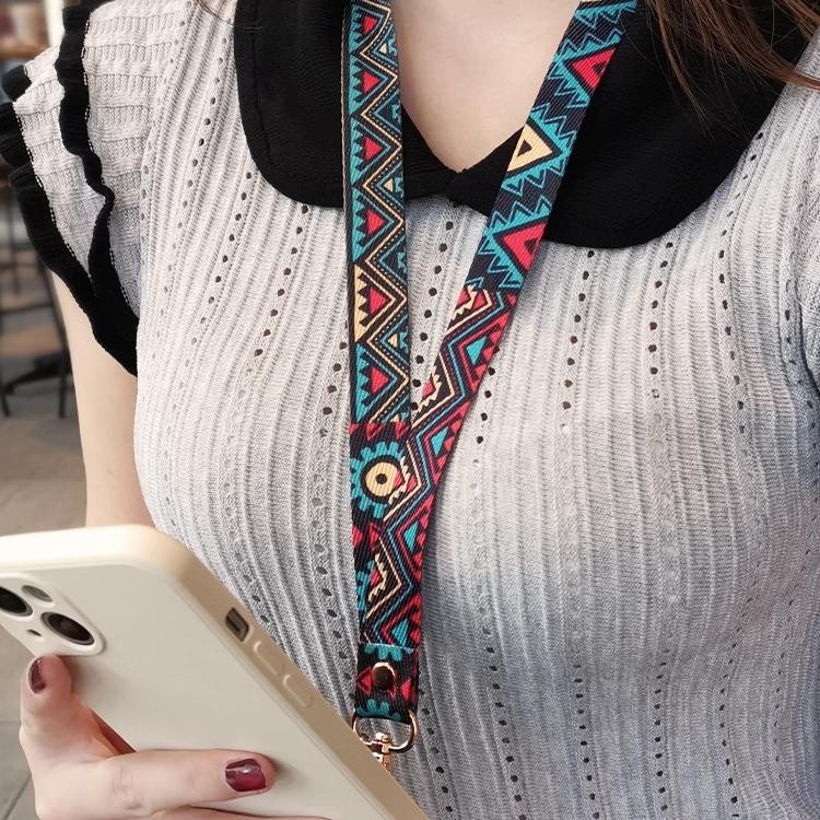 Dây đeo cổ điện thoại họa tiết lá, móc khóa phong cách ngắn