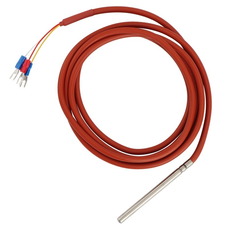 Pt100 RTD Cảm Biến Nhiệt Độ 6mmx80mm Class B 2M Gel Silicon Dây Phủ Bạch Kim Kháng Pt 100 Thép Không Gỉ