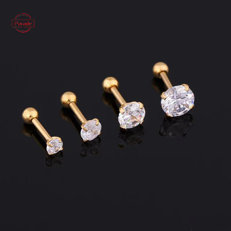 Parade 1 Cái 4 Prong Bông Tai Đính Kim Cương Giả Dành Cho Nữ / Nam Tragus Sụn Tiêu Chuẩn Lobe Trang Sức Quà Tặng VN