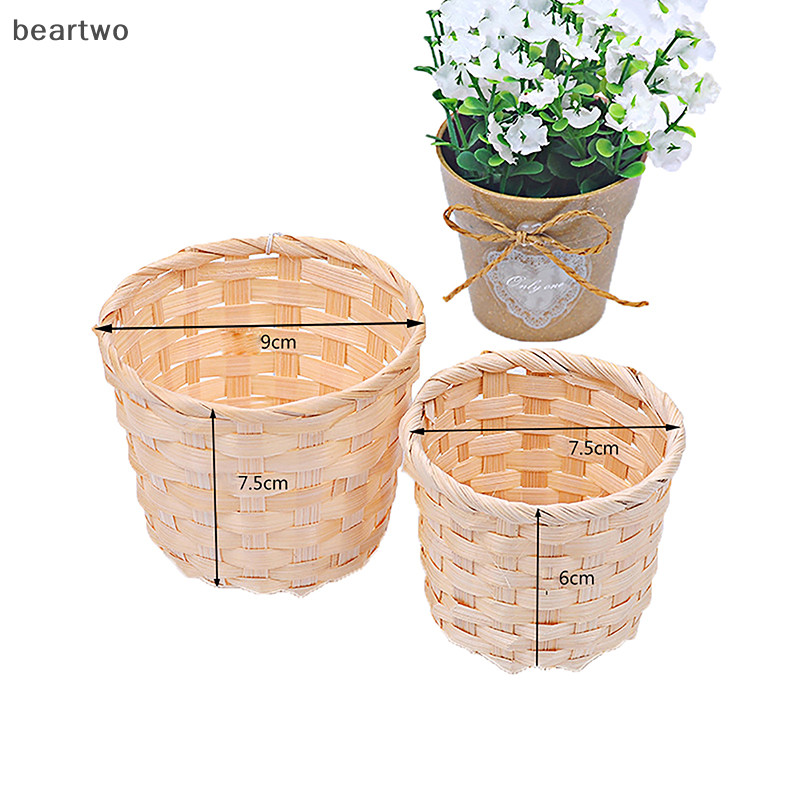 < Beartwo > Giỏ dệt nông thôn Giỏ đựng trái cây Giỏ đựng đồ di động Giỏ đựng đồ để bàn bằng tre Đẹp