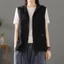 Văn học mới Retro dáng rộng thoải mái Vải lanh Cotton có mũ trùm đầu đa năng Áo Vest không tay
