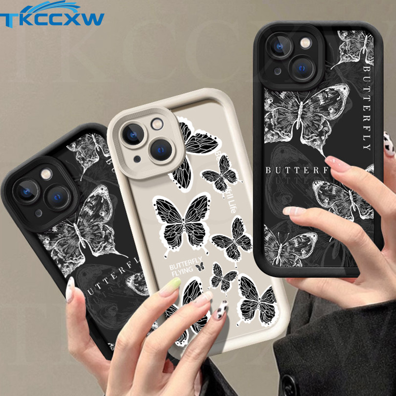 Ốp Điện Thoại Bướm Đen Sơn Sáng Tạo Cho Redmi K40 K20 K30 Pro Zoom K40 Gaming K30 Ultra K40S Redmi Note 8 Pro Phổ Biến Ốp Mềm Chống Rơi Mờ Mới Nhất