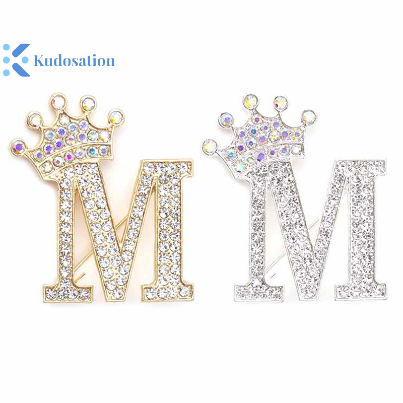 Kudosation Vương Miện Thời Trang 26 Chữ Cái Ban Đầu A Đến Z Pha Lê Kim Cương Giả Thổ Cẩm Chân Cho Nữ Váy Cưới Ve Áo Cổ Pin Trang Sức