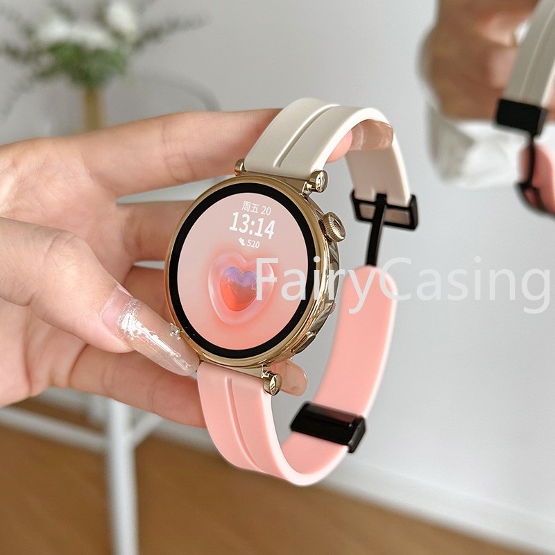 Dây đeo 18mm 20mm 22mm cho Samsung Galaxy Watch 7 6 4 5 Pro bánh răng cổ điển s3 active 2 Sport Silicone Khóa từ tính Huawei Watch GT 4-2-2e-3 Pro Band