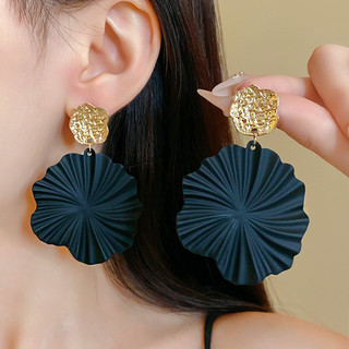 Bông tai lá bạc màu đen bạc hà phong cách châu Âu, phù hợp cho nữ