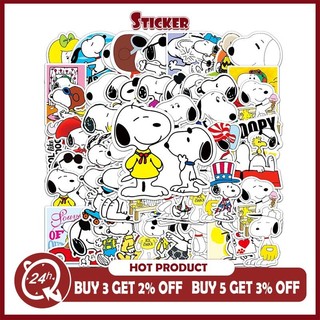 Bộ 50 Hoạt Hình Snoopy Miếng Dán Graffiti Cốc Nước Hành Lý Laptop Kid DIY Miếng Dán Chống Thấm Nước