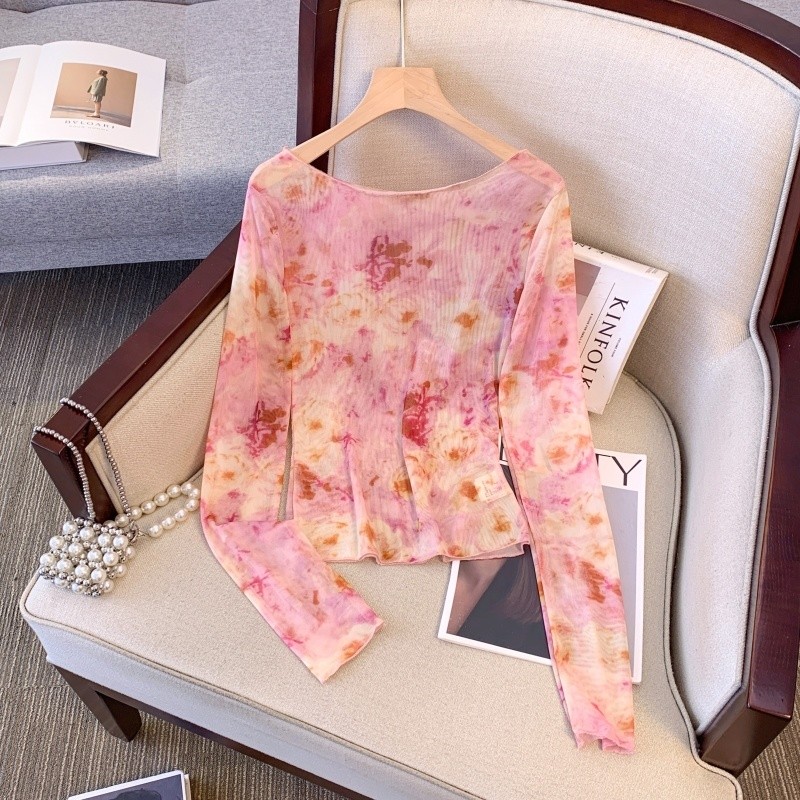 Milyfashion Tím Slim-fit Slimmer Nhìn Đàn Hồi Cao Gạc Tie-Dye In Một Vai T Gợi Cảm