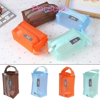 Túi đựng mỹ phẩm lưới vuông MEGOCE, Ví đựng tiền xu có dây kéo Mini nhẹ thoáng khí, Túi giặt Mini dung tích lớn Văn phòng phẩm