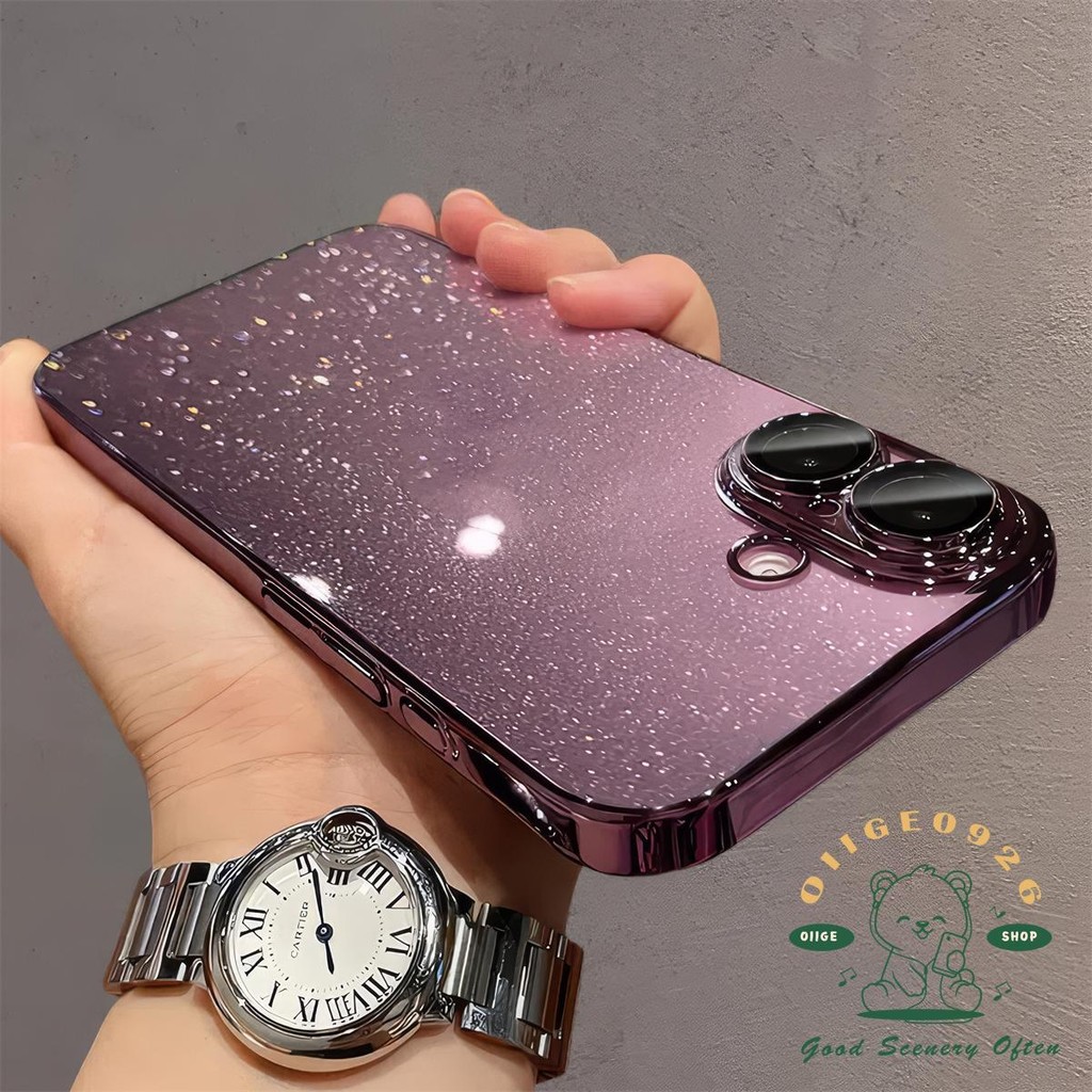 【 Ốp lưng iphone16 】 Vỏ điện thoại mạ lấp lánh iphone16 Pro Max 15 14 13 12 11 cho vỏ iPhone PC Vỏ cứng chống sốc